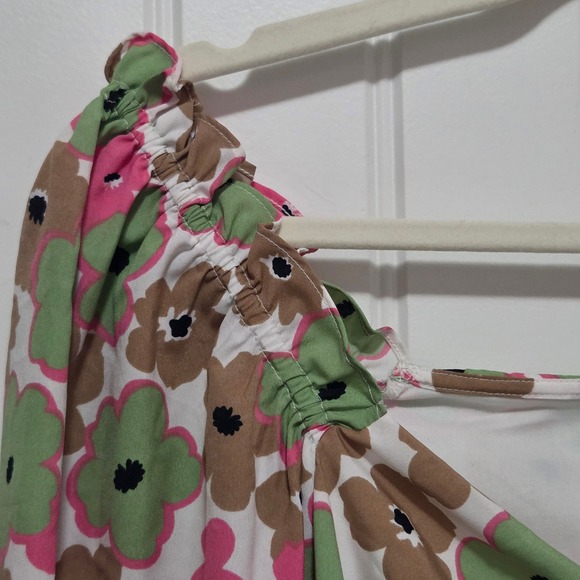 VERO MODA Womens L Gathered Front Floral‎ Print Mini Dress V Neck Long Sleeve - Picture 9 of 9